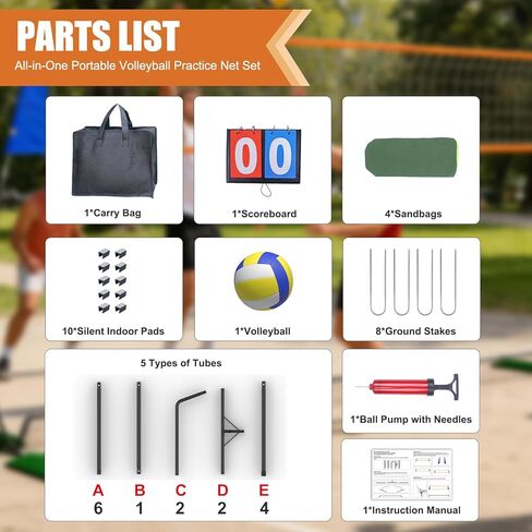 12FT Volleyball Net for Backyard, Portable Volleyball Net with Widest 3.6ft Base & 4 Sandbags, Adjustable Height 6-8FT Indoor & Outdoor Volleyball Practice Net, All-in-One Outdoor Volleyball Net Set in Kuwait