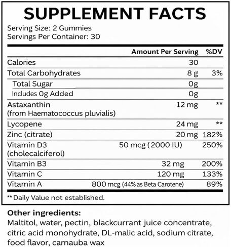 علكة السافانا لتسمير البشرة، مع أستازانتين وبيتا كاروتين والليكوبين والفيتامينات، بشرة صحية مشعة، دعم الحيوية والترطيب، نباتي، خالي من السكر، نكهة البطيخ الحامض، 60 قطعة (1) in Kuwait
