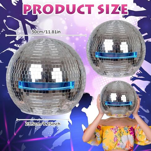 Sabary Disco Ball Helmet Adult Glitter Glass Hat Novelty Punk Disco Ball Costume Cosplay for Nightclubs Parties Bar Djs Stage(Silver,11.81 Inch) in Saudi Arabia