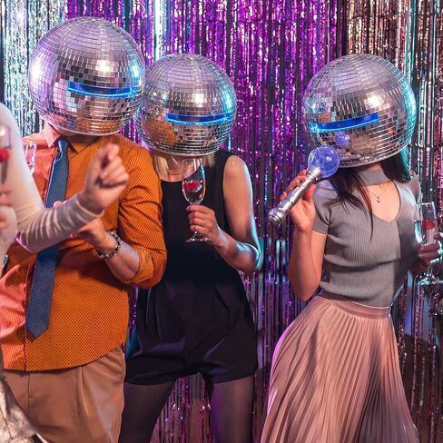 Sabary Disco Ball Helmet Adult Glitter Glass Hat Novelty Punk Disco Ball Costume Cosplay for Nightclubs Parties Bar Djs Stage(Silver,11.81 Inch) in Saudi Arabia