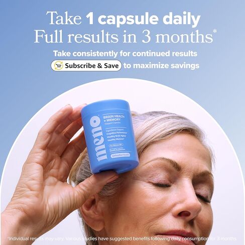 كبسولات مينو لصحة الدماغ + دعم الذاكرة - دعم يومي للأداء المعرفي والتركيز والشيخوخة الصحية للدماغ - مع الفوسفاتيديل سيرين والكرياتين وأوراق المريمية وهوبرزين أ - 30 وجبة in Kuwait