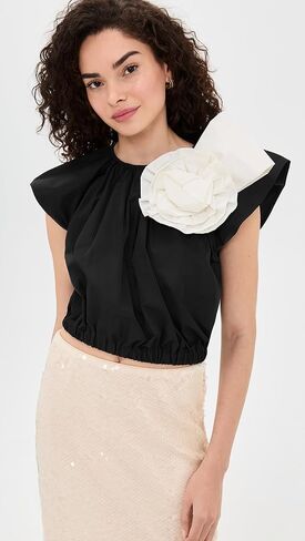 Sea Women's Laurie Solid Flutter Sleeve Top in Kuwait