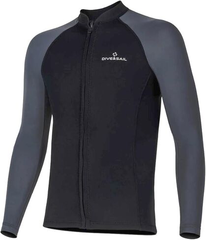 بدلة غطس علوية للرجال كم طويل بسحاب أمامي سترة 1.5 مللي متر من النيوبرين بدلة سباحة من النيلون للسباحة والغوص وركوب الأمواج in Kuwait