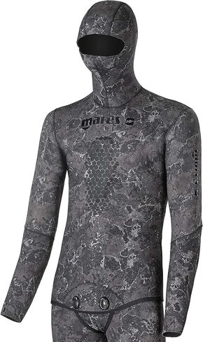 Mares Pure Instinct 3mm Spearfishing Freediving Wetsuit Top Jacket, Explorer Camo Black - S3 / MD, Model: P-422040-S3_E in Saudi Arabia