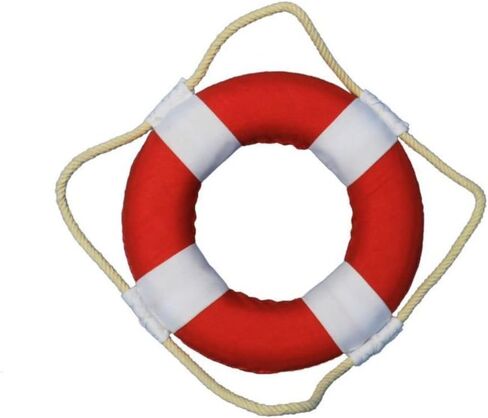 Hampton Nautical Vibrant Red Decorative Life Ring with White Bands, 6" in Saudi Arabia
