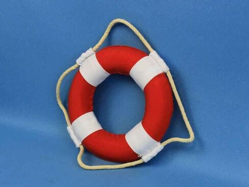 Hampton Nautical Vibrant Red Decorative Life Ring with White Bands, 6" in Saudi Arabia