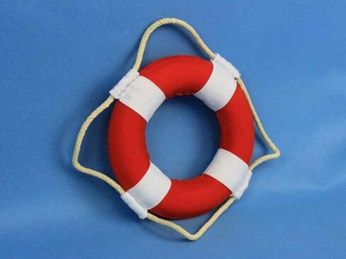 Hampton Nautical Vibrant Red Decorative Life Ring with White Bands, 6" in Saudi Arabia