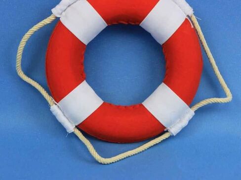 Hampton Nautical Vibrant Red Decorative Life Ring with White Bands, 6" in Saudi Arabia