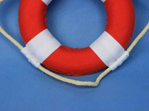 Hampton Nautical Vibrant Red Decorative Life Ring with White Bands, 6" in Saudi Arabia