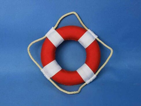 Hampton Nautical Vibrant Red Decorative Life Ring with White Bands, 6" in Saudi Arabia