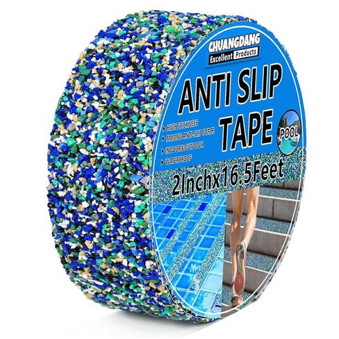 Blue Rubber Anti Slip Tape 2Inchx16.5Feet，Blue Non Slip Tape for Pool,Stair Steps,Bathroom,Trails,tub,Boats,ramp,Stairs Grip Tape,No Skid, High Traction Friction in Saudi Arabia