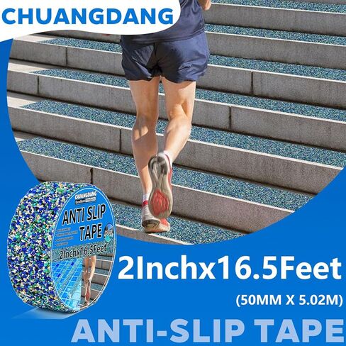 Blue Rubber Anti Slip Tape 2Inchx16.5Feet，Blue Non Slip Tape for Pool,Stair Steps,Bathroom,Trails,tub,Boats,ramp,Stairs Grip Tape,No Skid, High Traction Friction in Saudi Arabia
