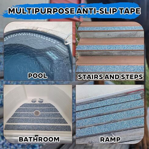Blue Rubber Anti Slip Tape 2Inchx16.5Feet，Blue Non Slip Tape for Pool,Stair Steps,Bathroom,Trails,tub,Boats,ramp,Stairs Grip Tape,No Skid, High Traction Friction in Saudi Arabia