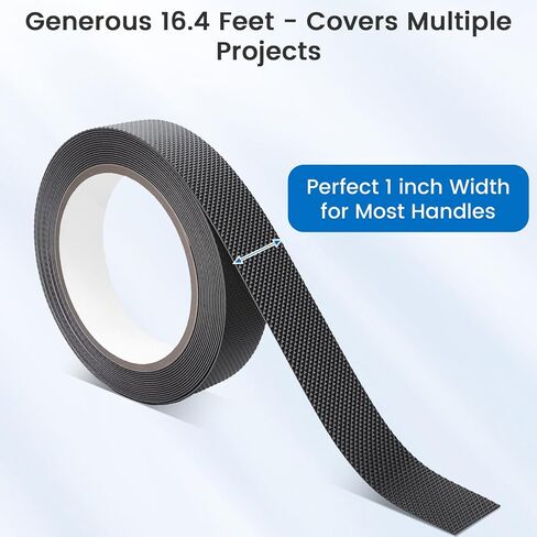 Rubber Grip Tape - 1 Inch x 16.4 Feet, Strong Adhesive Grip Tapes for Handles, Non Slip Tape for Drawers, Tools, Cabinet, Shelf & Stairs - Black Rubber Padding Sheet, Protect Surfaces, Prevent Sliding in Saudi Arabia
