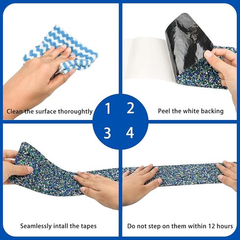 COSIMIXO Rubber Anti Slip Tape 6" x 30" -5 Packs-Blue Pool Rubber Grip Tape,Pool, Bathroom & Stair Outdoor/Indoor Safety - Waterproof Non-Slip for Wet Surfaces, Ship Deck, Showers in Kuwait