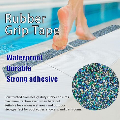 COSIMIXO Rubber Anti Slip Tape 6" x 30" -5 Packs-Blue Pool Rubber Grip Tape,Pool, Bathroom & Stair Outdoor/Indoor Safety - Waterproof Non-Slip for Wet Surfaces, Ship Deck, Showers in Kuwait