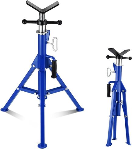 V Head Pipe Jack Stand, Heavy Duty Pipe Stand, 2500LB Jack Stands Carbon Steel with Portable Folding Legs 28-52 Inch Height Adjustable 1/8"-12" Capacity in Kuwait