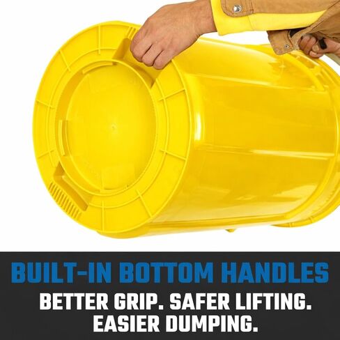 Magnum Yellow 44 Gallon Trash Can Set (Trash Can, Quiet Dolly, and Reinforced Lid), Construction Grade, Jobsite Ready for Handling and Rolling Garbage CMTC-CLD0-44Y01 (1 Set) in Kuwait