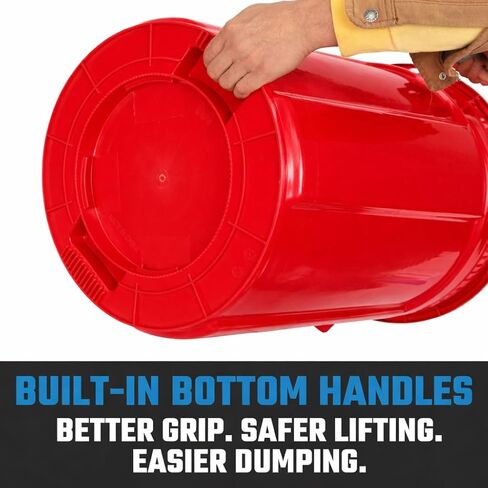 Magnum Red 44 Gallon Trash Can Set (Trash Can, Quiet Dolly, and Reinforced Lid), Construction Grade, Jobsite Ready for Handling and Rolling Garbage CMTC-CLD0-44R01 (1 Set) in Kuwait