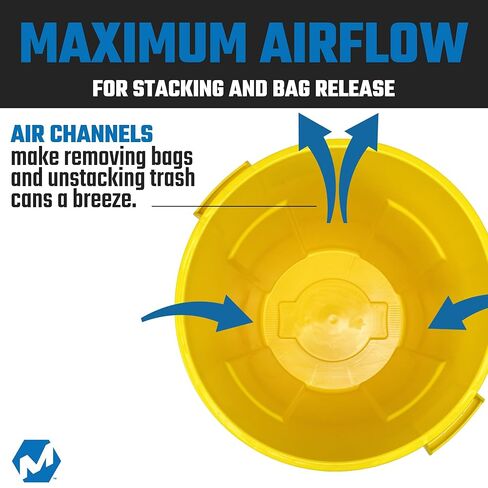 Magnum Yellow 44 Gallon Trash Can Set (Trash Can, Quiet Dolly, and Reinforced Lid), Construction Grade, Jobsite Ready for Handling and Rolling Garbage CMTC-CLD0-44Y02 (2 Set) in Kuwait