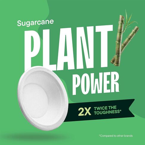 100% Compostable Disposable Paper Bowls [125-Pack] - {PFAS-Free} - {BPI Certified} - [12 oz] Heavy Duty, Eco-Friendly, Biodegradable Bagasse Hot Soup Bowls - Thick White 12oz Bowl Plates by Stack Man in Kuwait