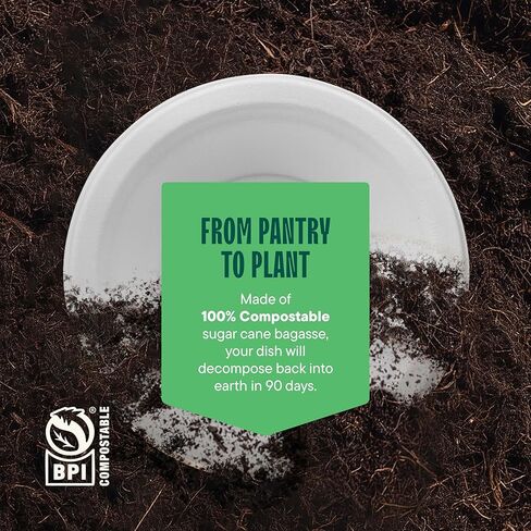 100% Compostable Disposable Paper Bowls [125-Pack] - {PFAS-Free} - {BPI Certified} - [12 oz] Heavy Duty, Eco-Friendly, Biodegradable Bagasse Hot Soup Bowls - Thick White 12oz Bowl Plates by Stack Man in Kuwait