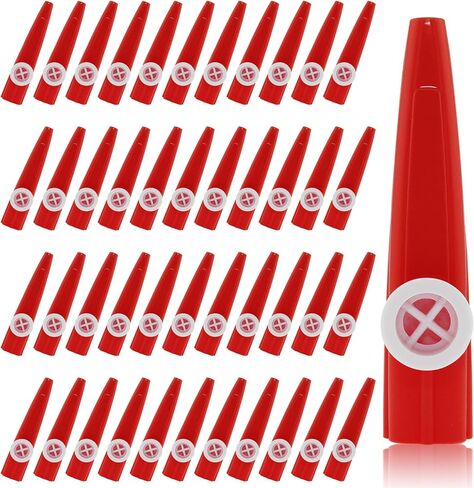 48 قطعة من الكازوس البلاستيكي، كازو الموسيقية، رفيق جيد للجيتار والكمان والبيانو ولوحة المفاتيح القيثارة، هدية لهدايا عيد الميلاد ومفضلات الحفلات. (أحمر) in Kuwait