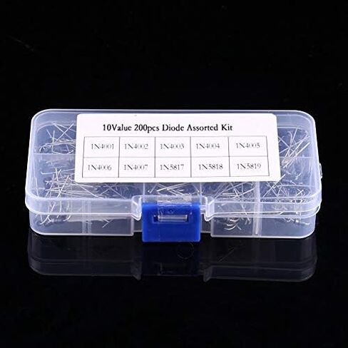 10 Values 200pcs Rectifier Diode Assortment Kit 1N4001 1N4004 1N4007 1N5817 1N5818 1N5819 Schottky and Silicon Diodes with Storage Box in Saudi Arabia