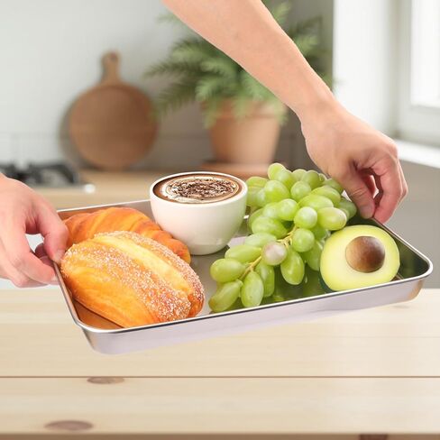 4 Pack Rectangle Stainless Steel Surgical Tray, 12.2 x 9.5 Inch Surgical Trays, Stainless Steel Medical Trays for Lab Instruments Organizer, Lab, Tattoo, Dental in Kuwait