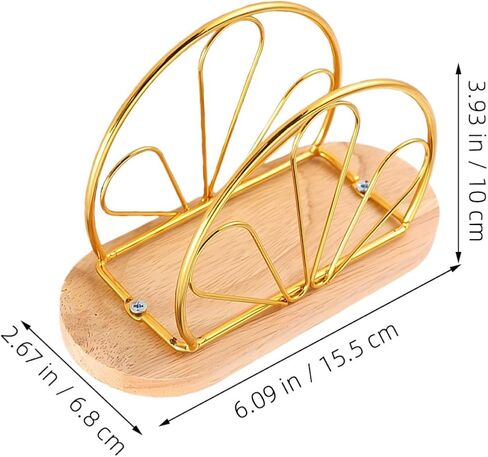 VILLCASE Standing Napkin Holder Tissue Dispenser with Gold Petal Design and Wooden Base, Freestanding Table Napkin Organizer for Dining Room, Kitchen, Coffee Shop, Restaurant Use in Saudi Arabia