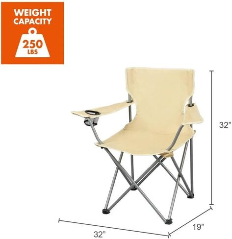 Quad Folding Camp Chair with Cup Holder, Gold in Saudi Arabia