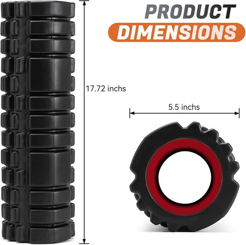 Foam Roller for Deep Tissue Massager, 18" Trigger Point Foam Roller, Patented Exercise Roller for Muscle Recovery, Physical Therapy, Improves Mobility, Fitness, Yoga and Pilates (Black) in Kuwait
