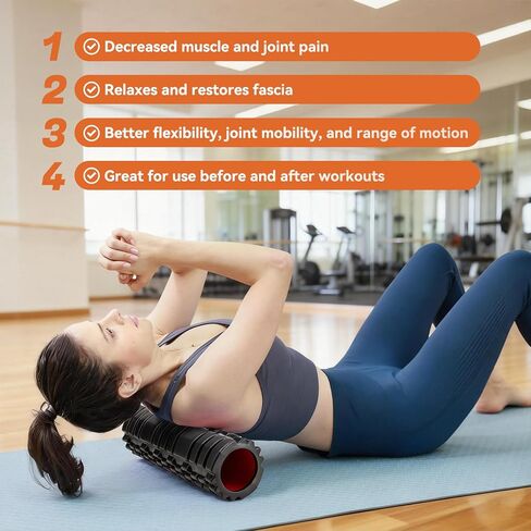 Foam Roller for Deep Tissue Massager, 18" Trigger Point Foam Roller, Patented Exercise Roller for Muscle Recovery, Physical Therapy, Improves Mobility, Fitness, Yoga and Pilates (Black) in Kuwait