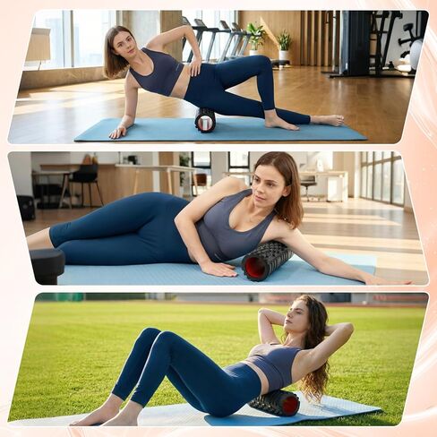 Foam Roller for Deep Tissue Massager, 18" Trigger Point Foam Roller, Patented Exercise Roller for Muscle Recovery, Physical Therapy, Improves Mobility, Fitness, Yoga and Pilates (Black) in Kuwait