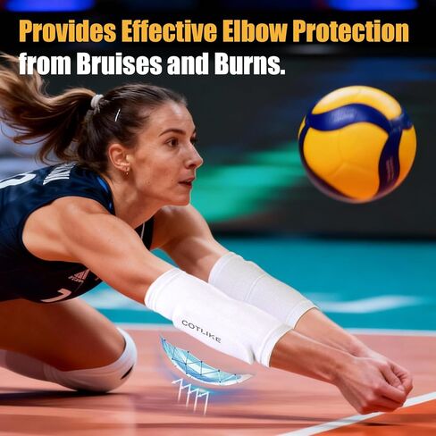 Volleyball Elbow Pads for Adult Youth, Volleyball Arm Sleeves Elbow Pads for Floor Burns and Bruises, Non-Bulky Elbow Pad Protection Comfort Flexible, One Size in Kuwait