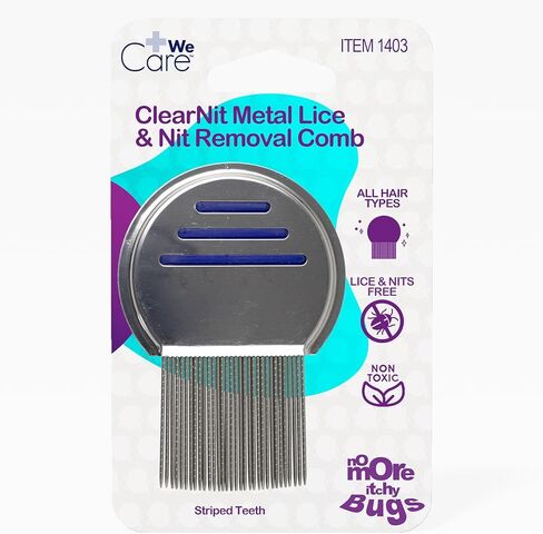 Dynarex WeCare ClearNit Metal Lice and Nit Removal Combs with Handle - Lice Nit Comb for all Hair Types, Stainless Steel Ultra-Fine Teeth - 1 Count in Saudi Arabia