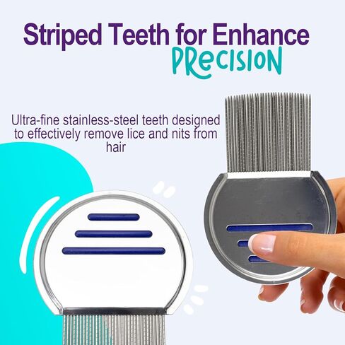 Dynarex WeCare ClearNit Metal Lice and Nit Removal Combs with Handle - Lice Nit Comb for all Hair Types, Stainless Steel Ultra-Fine Teeth - 1 Count in Saudi Arabia