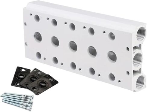 Pneumatic solenoid valve 4V110 4V210 4V310 exhaust manifold 100M 200M 300M valve plate base manifold with accessories(3F,100M) in Saudi Arabia