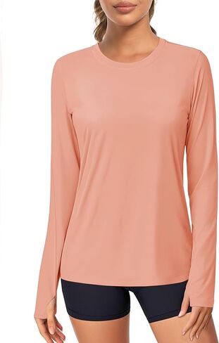 Magcomsen Women's Long Sleeve Dorts Upf 80+ Quick Dry Athletic Prochyout Tee Teeh with Thumb Holes Rash Guard قمم السباحة in Saudi Arabia