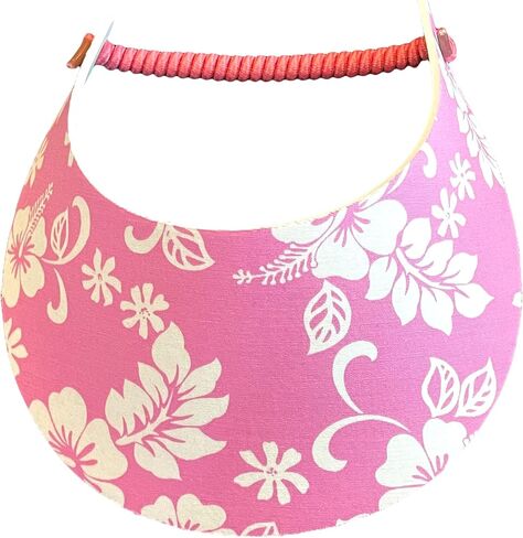 Pickleball - Fashion Fabric Foam Sun Visor for Women - Adjustable to Any Size Head - No Pressure & No Headache! | Hawaiian Print - Lt. Pink in Saudi Arabia