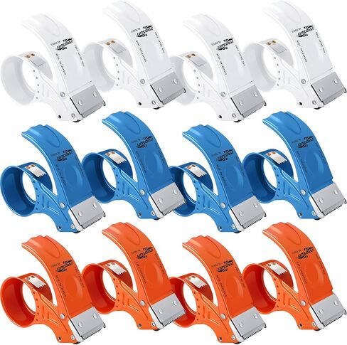 6 Pcs 2 Inch Packing Tape Dispenser Gun Heavy Duty Metal Tape Gun for Packing Boxes Wide Tape Gun for Handheld Sealing Cutter Warehouse Tools, White, Orange, Blue in Kuwait