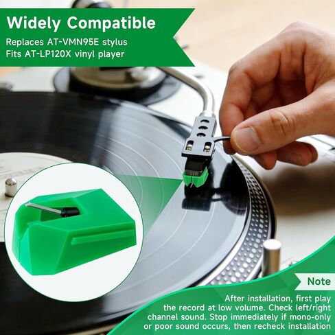 قلم بديل لـ AT-VMN95E، إبرة ماسية بيضاوية الشكل لخرطوشة AT-VM95E، مع فرشاة تسجيل وقلم، متوافق مع AT-LP120XUSB، AT-LP120X، AT-LP5X، AT-LPW50 in Kuwait