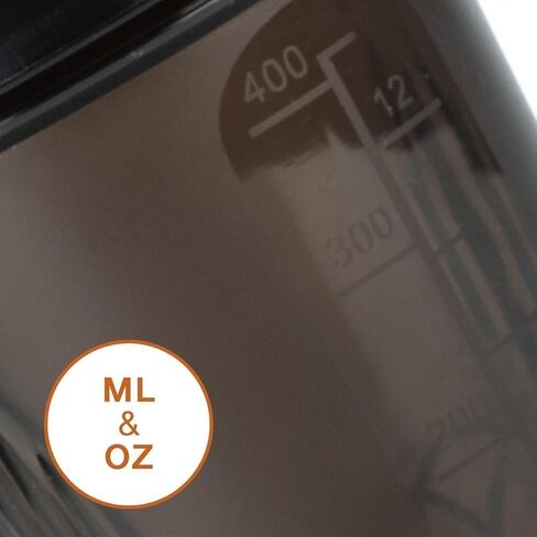 An Ergonomic Small Black Wide Mouth Shaker Cup,Made of Premium PP5 (BPA FREE),Modelized Scale Marks 4-8-12 Oz,Black Leakproof Screwable Cover Lid (Style May Vary) & Whisk,Free Replacement in 10 Months in Saudi Arabia