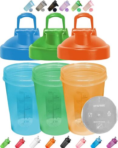 An Ergonomic Small Black Wide Mouth Shaker Cup,Made of Premium PP5 (BPA FREE),Modelized Scale Marks 4-8-12 Oz,Black Leakproof Screwable Cover Lid (Style May Vary) & Whisk,Free Replacement in 10 Months in Saudi Arabia