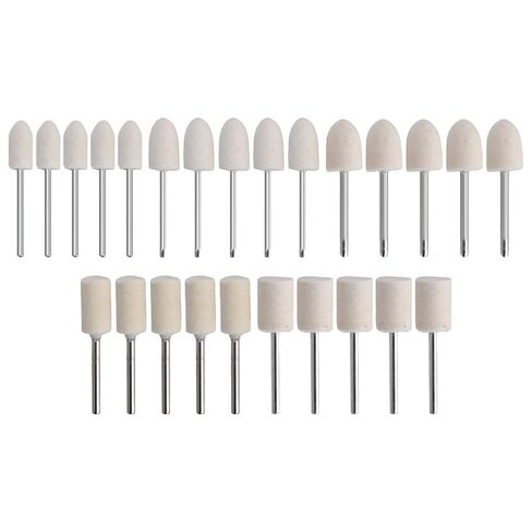 25Pcs Wool Felt Polishing Wheel Buffing Grinding Bits Rotary Tool Drill Attachment Set for Metal Glass Polishing Various Shapes 3mm Shank Durable Alloy Material Professional Grade in Saudi Arabia