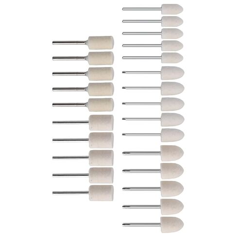 25Pcs Wool Felt Polishing Wheel Buffing Grinding Bits Rotary Tool Drill Attachment Set for Metal Glass Polishing Various Shapes 3mm Shank Durable Alloy Material Professional Grade in Saudi Arabia