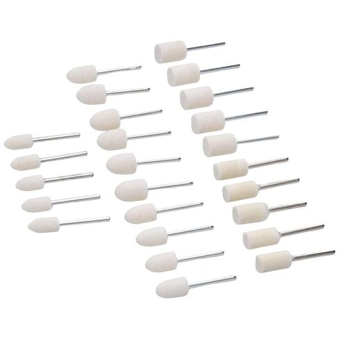 25Pcs Wool Felt Polishing Wheel Buffing Grinding Bits Rotary Tool Drill Attachment Set for Metal Glass Polishing Various Shapes 3mm Shank Durable Alloy Material Professional Grade in Saudi Arabia