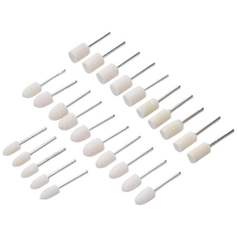 25Pcs Wool Felt Polishing Wheel Buffing Grinding Bits Rotary Tool Drill Attachment Set for Metal Glass Polishing Various Shapes 3mm Shank Durable Alloy Material Professional Grade in Saudi Arabia