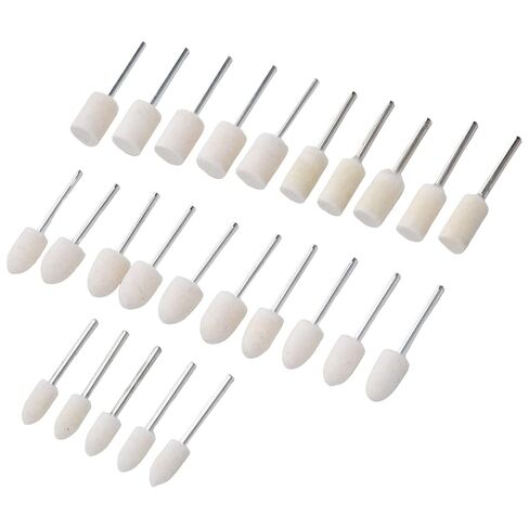 25Pcs Wool Felt Polishing Wheel Buffing Grinding Bits Rotary Tool Drill Attachment Set for Metal Glass Polishing Various Shapes 3mm Shank Durable Alloy Material Professional Grade in Saudi Arabia