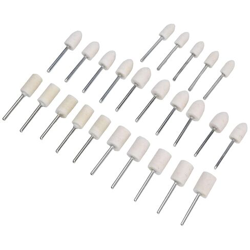 25Pcs Wool Felt Polishing Wheel Buffing Grinding Bits Rotary Tool Drill Attachment Set for Metal Glass Polishing Various Shapes 3mm Shank Durable Alloy Material Professional Grade in Saudi Arabia